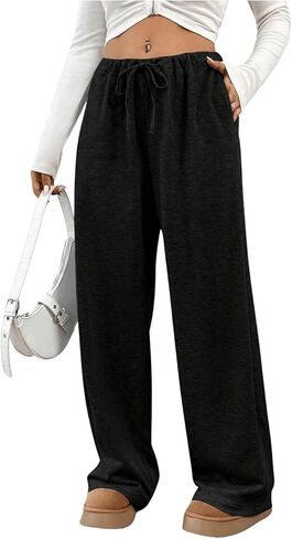 Women's Baggy Sweatpants Drawstring Waist Straight Leg Athletic Pants Long Pants Lounge Trendy in Saudi Arabia