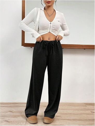 Women's Baggy Sweatpants Drawstring Waist Straight Leg Athletic Pants Long Pants Lounge Trendy in Saudi Arabia