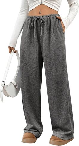 Women's Baggy Sweatpants Drawstring Waist Straight Leg Athletic Pants Long Pants Lounge Trendy in Saudi Arabia