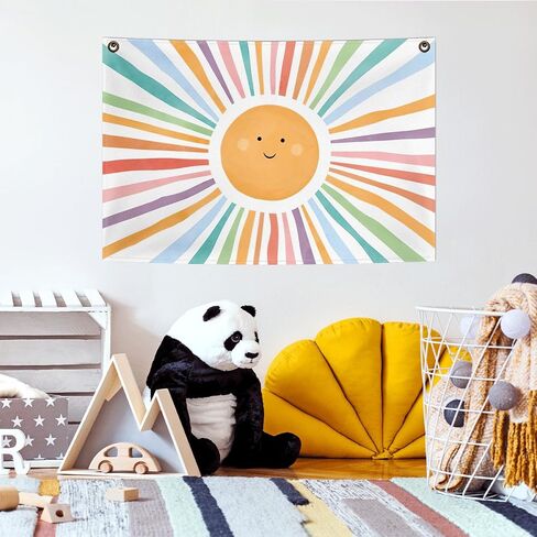 Boho Sunshine Canvas Flag,Bohemian Sunshine Canvas Banner,Boho Summer Sun Decor For Bedroom Playroom Home,Boho Sun Wall Decor Sunshine Classroom Decor 30X20 Inch in Saudi Arabia