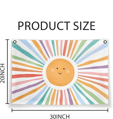 Boho Sunshine Canvas Flag,Bohemian Sunshine Canvas Banner,Boho Summer Sun Decor For Bedroom Playroom Home,Boho Sun Wall Decor Sunshine Classroom Decor 30X20 Inch in Saudi Arabia