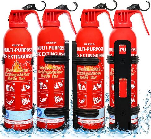 2 Pack Fire Extinguisher with Mount, Portable Fire Extinguisher Suitable for A, B, C, K Fire Types, Easy to Use Water-Based Fire Extinguishers for Home/Car/Boat/Kitchen/Garage (Black, Red) in Saudi Arabia
