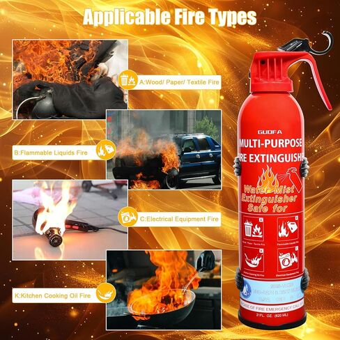 2 Pack Fire Extinguisher with Mount, Portable Fire Extinguisher Suitable for A, B, C, K Fire Types, Easy to Use Water-Based Fire Extinguishers for Home/Car/Boat/Kitchen/Garage (Black, Red) in Saudi Arabia