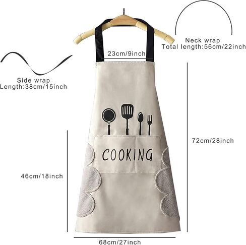 DILLMAN Women Kitchen Apron with Hand Wipe Pockets，Big Pocket,Hand-wiping, Waterproof for Cooking Baking in Saudi Arabia