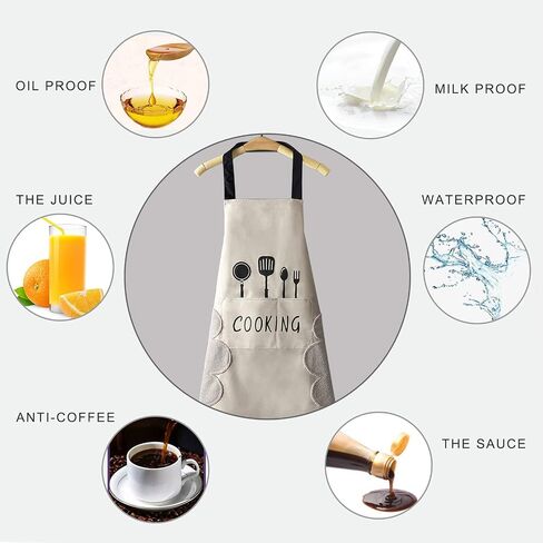 DILLMAN Women Kitchen Apron with Hand Wipe Pockets，Big Pocket,Hand-wiping, Waterproof for Cooking Baking in Saudi Arabia