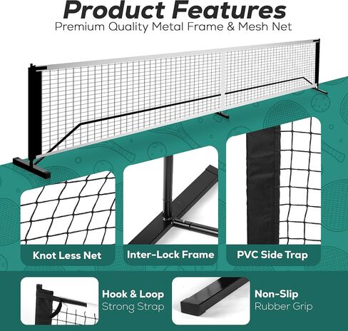 Pickleball Net, Full-Size Tennis Net with Backing, Heavy Duty, Easy to Assemble, Black in Saudi Arabia