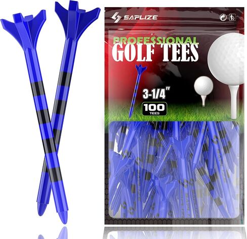 SAPLIZE Plastic Golf Tees Pack of 100(1-1/2"& 3-1/4" Available) Reduces Friction & Side Spin 4 Prongs Plastic Tees, Mixed in Saudi Arabia