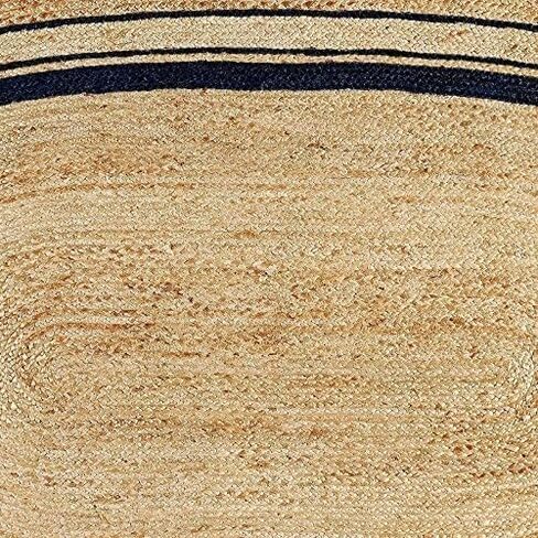 سجادة منطقة الجوت بيضاوية مقاس 2x4 قدم مع بطانة سوداء منسوجة يدويًا من الألياف الطبيعية بوهو الناعمة المكتنزة لغرفة المعيشة وغرفة النوم والممرات الداخلية والخارجية والمطبخ باللون البيج in Saudi Arabia