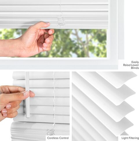 ستائر CHICOLOGY للنوافذ، ستائر صغيرة، ستائر النوافذ، ستائر الأبواب، ستائر وظلال، ستائر التخييم، ستائر صغيرة للنوافذ، ستائر النوافذ الأفقية، أبيض لامع، 59 بوصة عرض × 36 بوصة ارتفاع in Kuwait