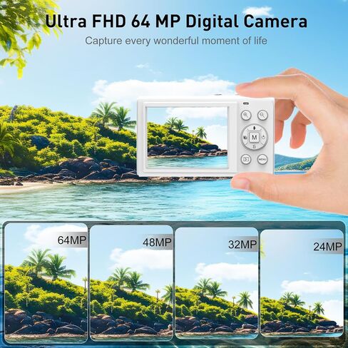 4K Digital Camera for Photography with 5X Optical Zoom, 64MP Autofocus Vlogging Camera, 16X Digital Zoom Compact Travel Camera with Wifi, Anti-Shake, 2 Batteries for Beginners and Teens(Black) in Saudi Arabia