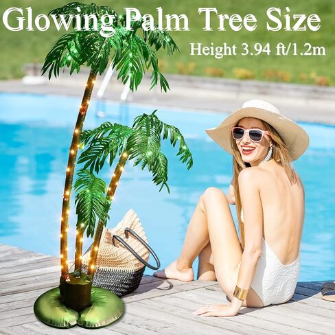 أشجار النخيل المضاءة للفناء الخارجي جذوع استوائية بطول 4 أقدام وأضواء ممر فلامنغو الشمسية الوردية، إضاءة LED لشجرة النخيل ضوء استوائي مزيف للفناء الخارجي والحديقة وحمام السباحة in Kuwait