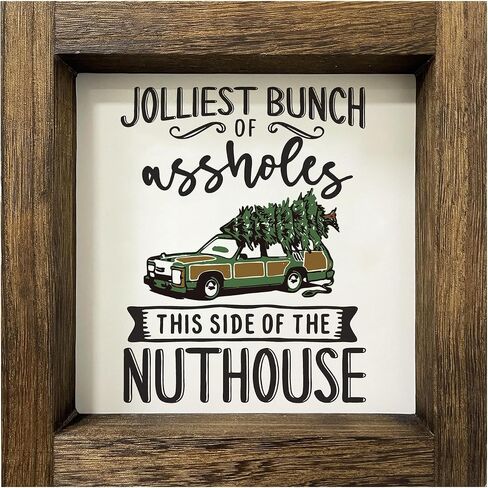 National Lampoon's Christmas Vacation Decorations, Funny Christmas Vacation Wood Sign, Christmas Vacation Prints with Wood Frame for Table Wall Bathroom Decor, Xmas Tiered Tray Decor, 7x7 inch in Saudi Arabia