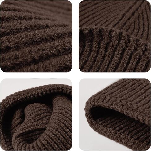 ZOORON 1&2 Unisex Thick Knitted Beanie for Men Women Cuffed Plain Hat Winter Slouchy Ski Beanies in Kuwait
