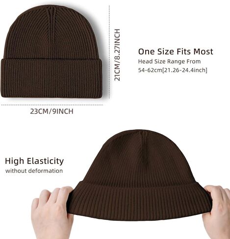 ZOORON 1&2 Unisex Thick Knitted Beanie for Men Women Cuffed Plain Hat Winter Slouchy Ski Beanies in Kuwait