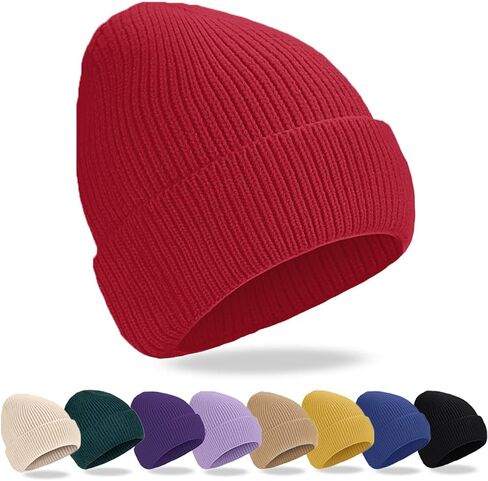 ZOORON 1&2 Unisex Thick Knitted Beanie for Men Women Cuffed Plain Hat Winter Slouchy Ski Beanies in Saudi Arabia