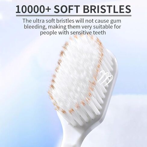 Manual Wide Head Toothbrush - 3 Pack, Extra Soft Bristle Toothbrushes for Adults, Ultra Soft Flossing Toothbrush for Sensitive Teeth in Saudi Arabia