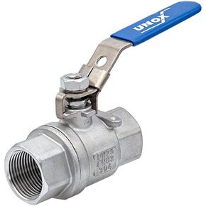 Unox 3/4" Ball Valve Stainless Steel AISI304, 2 Pieces, Threaded, Heavy Duty For Water, Air, Steam Ball Valve, Max. 63 Bars 1000 WOG, With Locking Handles