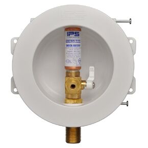 Water-Tite 88377 Mini Round Ice Maker Outlet Box - Quarter-Turn Brass Hammer Arrester Valve, 1/2-Inch ASTM F1807 Connection, White Plastic