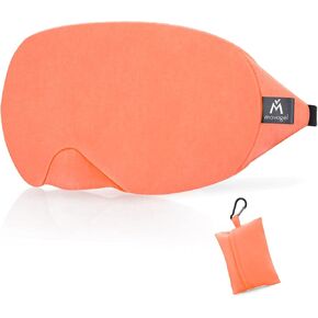 Mavogel Cotton Sleep Mask - 100% Handmade, Light Blocking Sleep Eye Mask with Updated Bending Nose Design, Soft Sleeping Mask for Women Men, for Sleep/Office/Naps, with Travel Pouch (Sunrise Orange)