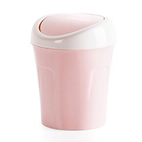 Mini Trash Can with Swing Lid, Desktop Small Trash Can Removable Small Garbage Can Tiny Plastic Trash Bin Mini Wastebasket for Home(Pink)