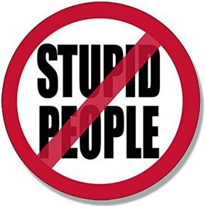 Round No Stupid People Sticker (Funny Dumb Jackass Office Worker Rude (4 x 4 inch)