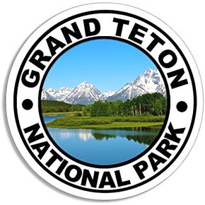 Round Grand Teton National Park Sticker (Camp rv Hike Hiking (3 inch)