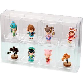 Clear Acrylic Display Case for Figures, 8 Grids Collection Box Mineral Crystal Display Box, Acrylic Desktop Organizer for Action Figure Collectibles Holder Anime Figurine Mini Toys Storage Box