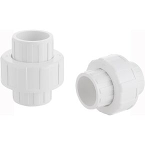 1" PVC Union Coupling Pipe Fitting, PVC Adapter (Socket x Socket) 1 Inch Slip Union Schedule 40 with EPDM O-Ring, White (2 pcs)