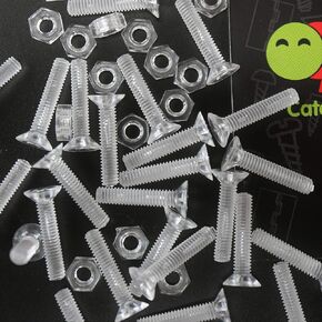50 x Crosshead Countersunk Screws Nuts and bolts, Transparent Clear Plastic Acrylic, M4 x 20mm - Acrylic Plastic Screws, 5/32 x 25/32