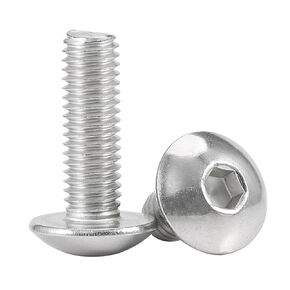 #8-32 x 1/2" Button Head Socket Cap Bolts Screws, 304 Stainless Steel 18-8, Allen Hex Drive, Fully Thread,50 Pcs