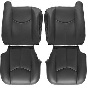 Driver & Passenger Side Bottom & Top Lean Back Dark Gray# 692/69i Replacement Leather Seat Cover fit for Chevy Silverado Avalanche Tahoe Suburban GMC Sierra Yukon 2003 2004 2005 2006
