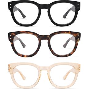AMOMOMA Retro Square Reading Glasses for Women,3 pack Blue Light Readers AM6151