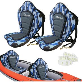 Deluxe Padded Kayak Seats 2 Pack - Premium Shockproof Seats with Back Support for Kayaking, Canoeing, Fishing, Paddle Boarding - Comfort, Versatility and Extra Storage (Blue, 2 pcs)