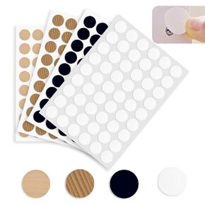 432Pcs Self Adhesive Screw Hole Covers, Round 21mm /0.82" Screw Hole Stickers, 4 Colors 8 Sheets Wood Textured Screw Covers Caps for Cover Holes in Wall Cabinets Desk Furniture (8Pcs)