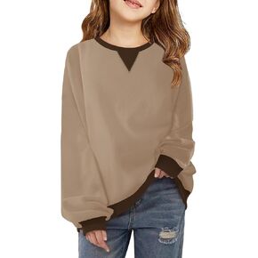 Haloumoning بنات عادية Crewneck بلوزات الاطفال كم طويل المتضخم موضة البلوز القمم 5-14 سنة