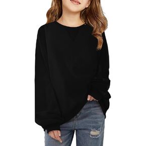 Haloumoning Girls Casual Crewneck Sweatshirts Kids Long Sleeve Oversized Fashion Pullover Tops 5-14 years