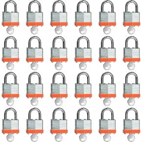Laminated keyed Padlock (1-9/16", 40mm), keyed Alike Locks,Orange Hoop, Normal Shackle, Pack of 48，Lock for Gym Locker, Luggage, Suitcase, Baggage, Toolbox, Case