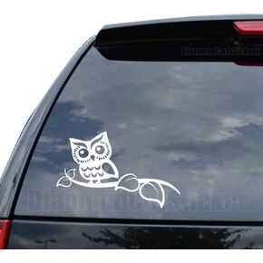 Cute Owl Tree Branch Decal Sticker Car Truck Motorcycle Window Bumper Laptop Wall Decor - Size (07 inch / 18 cm Wide) - Color (Matte Black)