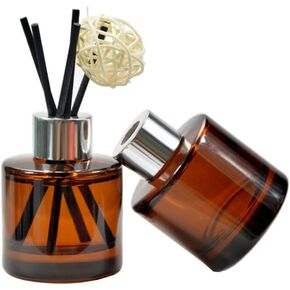 2PCS 50ml/1.6oz Empty Glass Diffuser Bottle Diffuser Jars Aromatherapy Storage Container Fragrance Accessories Use for DIY Replacement Diffuser Sticks Decor (Amber)
