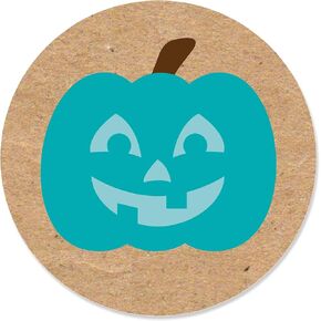 Big Dot of Happiness Teal Pumpkin - Halloween Allergy Friendly Trick or Trinket Circle Sticker Labels - 24 Count