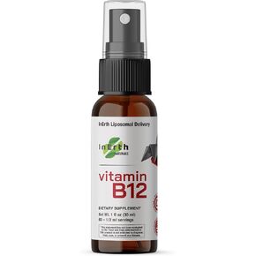 InErth Liposomal Vitamin B12 Liquid Drops - 1000mcg Methylcobalamin - High Absorption B12 for Energy, Nervous System & Metabolism Support - 1 fl oz 30ml