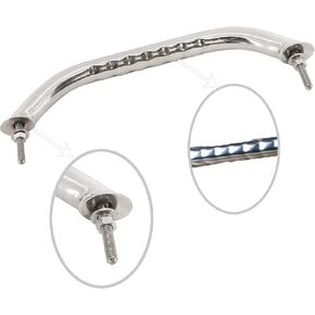 NovelBee 17.3" Polished Stainless Round Boat Grab Handle Hand Rail with Finger Grip,Flange,Stud