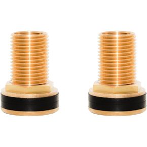 Lilaly 2 Pcs Bulkhead Fitting, Brass Bulkhead Fitting, 3/8" F 1/2" M Tank Connector With 2 Rubber Ring