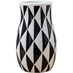 Black Ceramic Vase Nordic Minimalist Style Decor for Countertop Center Dresser Kitchen Living Room Home Decor Mirror Surface Black and White Abstract Vase(W338)