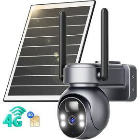 LIWAN 4G LTE Cellular Security Camera Wireless Outdoor (includes SIM Card), Solar Powered No WiFi Camera for Home, 360° Full Cover,2K HD Color Night Vision, PIR Motion & Siren Alerts