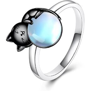 Cat Rose Quartz Ring Sterling Silver Cat Ring 7Inch Rose Quartz Ring Jewelry Cat Lovers Gift for Women