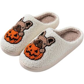 Fruit Slippers for Womens Mens Happy Retro Strawberry Slippers Cherry Slippers Mushroom Slippers Halloween Pumpkin Slippers Plush Soft Memory Foam House Shoes