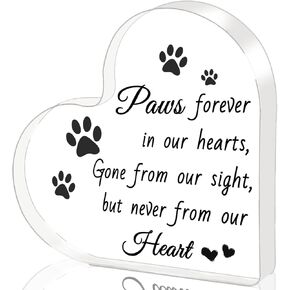 Dog Memorial Gifts for Loss of Dog Cat, Pet Memorial Gifts, Bereavement Remembrance Sympathy Gifts, Pet Condolence Keepsake, Acrylic Heart Passing Away Grave Markers Sign Plaque for Table Desk Decor