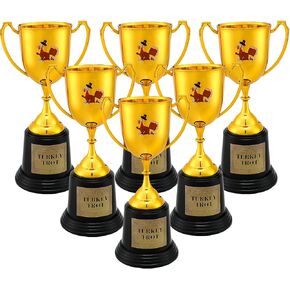 Blulu 6 Pcs 8.7'' Turkey Trophy Thanksgiving Turkey Trot Trophy Awards with 12 Pcs Turkey Trot Fall Stickers for Kids Family Thanksgiving Games