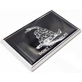 Black Don't Tread On Me Gadsden Flag Sticker Emblem Decal Car Chrome Flags, 2 Pack, 3 x 2 inches